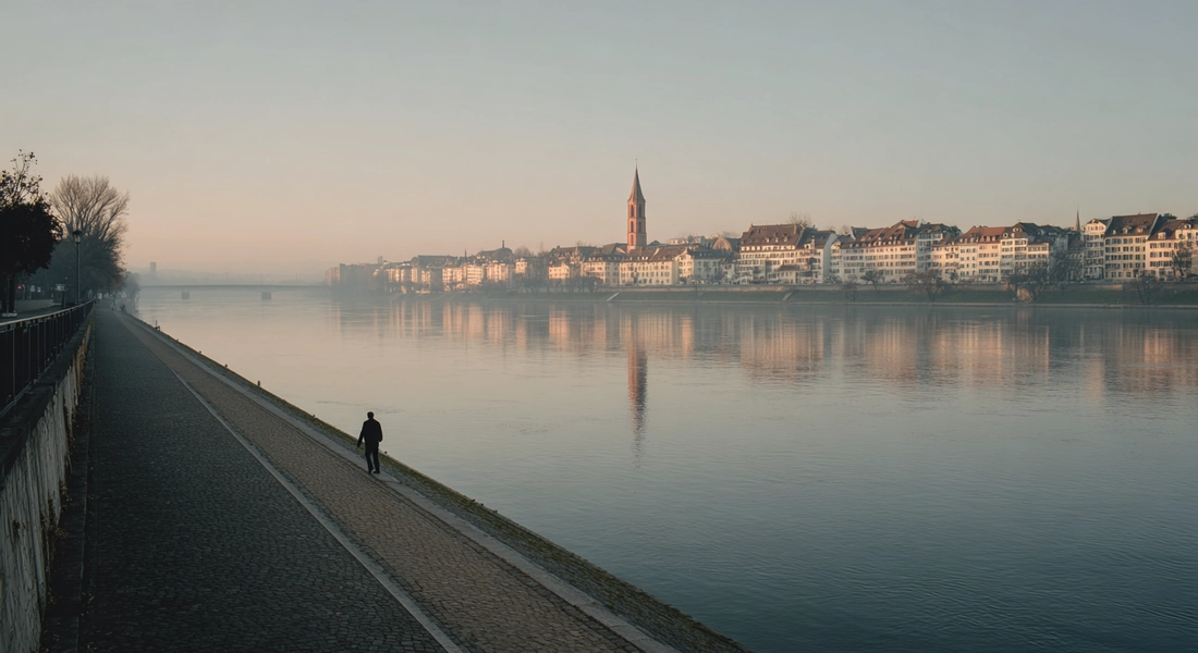 Spaziergang entlang des Rheins in Basel